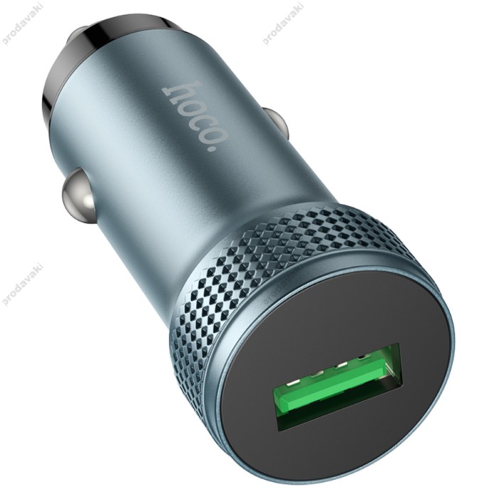 Автомобільний зарядний пристрій Hoco Z49A Level single port Car charger QC 3.0A 18W Metal grey