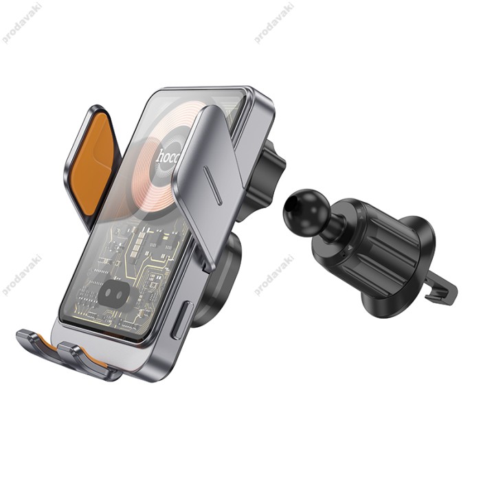Автомобільний тримач із бездротовою зарядкою Hoco HW7 Transparent Discovery Edition wireless fast charging 15W Black