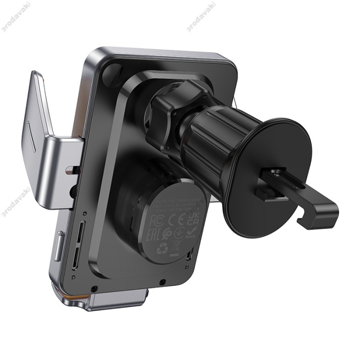 Автомобільний тримач із бездротовою зарядкою Hoco HW7 Transparent Discovery Edition wireless fast charging 15W Black