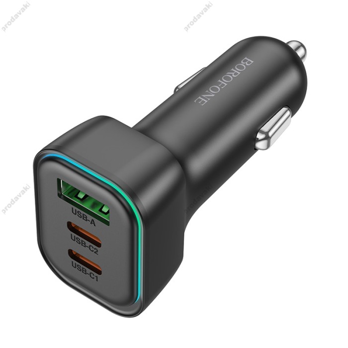 Автомобільний зарядний пристрій BOROFONE BZ28C Trophie single port 3A 60W Black