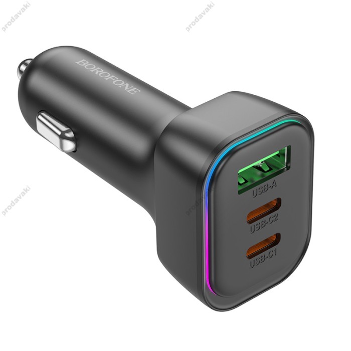 Автомобільний зарядний пристрій BOROFONE BZ28C Trophie single port 3A 60W Black