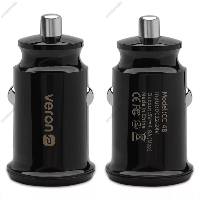 Автомобільний зарядний пристрій Veron CC-48 4.8A Black