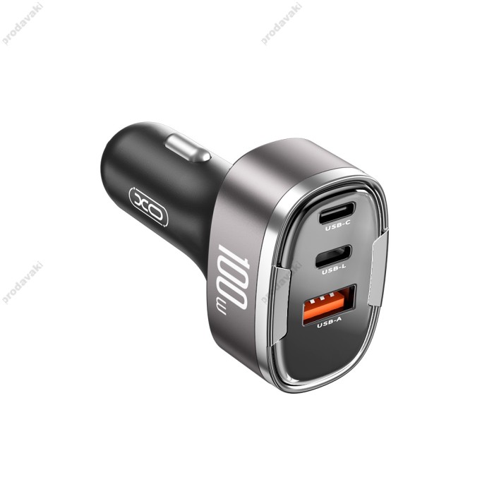 Автомобільний зарядний пристрій XO CC61 output intelligent car charger 100W Black