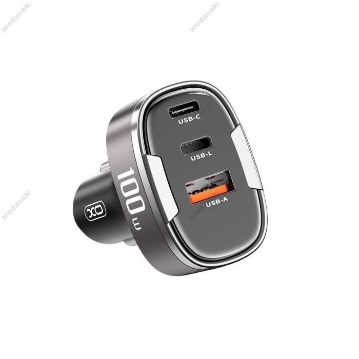 Автомобільний зарядний пристрій XO CC61 output intelligent car charger 100W Black