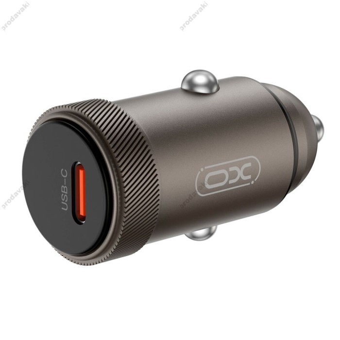 Автомобільний зарядний пристрій XO CC70 Mini metal Single Type-c cable 30W Black