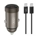 Автомобільний зарядний пристрій XO CC70 Mini metal Single Type-c cable 30W Black