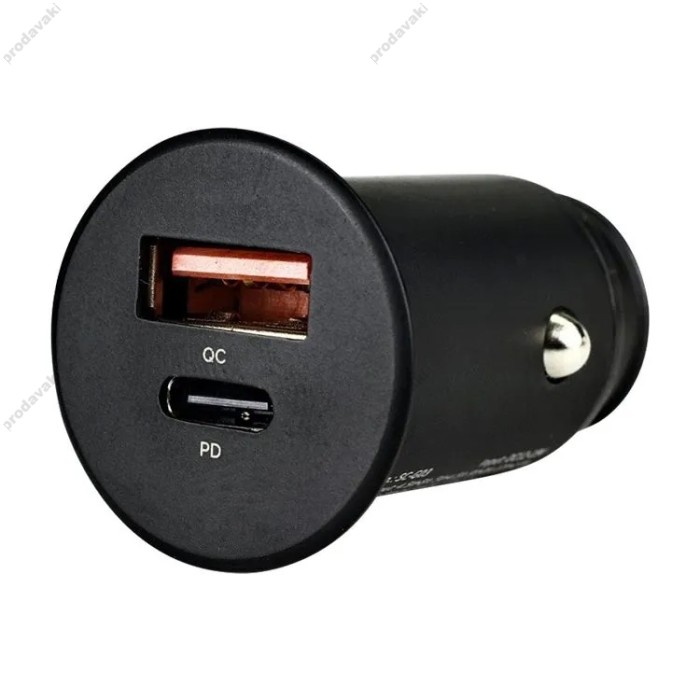 Автомобільний зарядний пристрій Rock H15 Dual-port A+C PD 30W Black