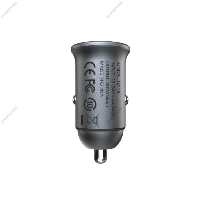 Автомобільний зарядний пристрій Momax UC18E Dual Port U+C 30W Grey