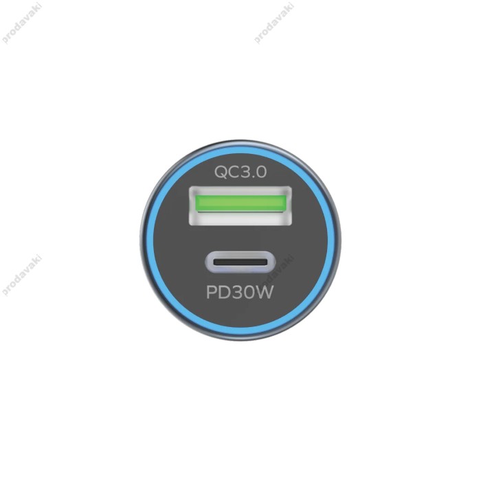 Автомобільний зарядний пристрій Momax UC18E Dual Port U+C 30W Grey