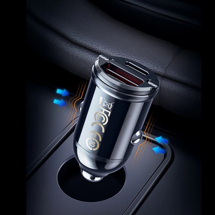 Автомобільний зарядний пристрій Rock H18 Mini Dual-port A+C 30W Black