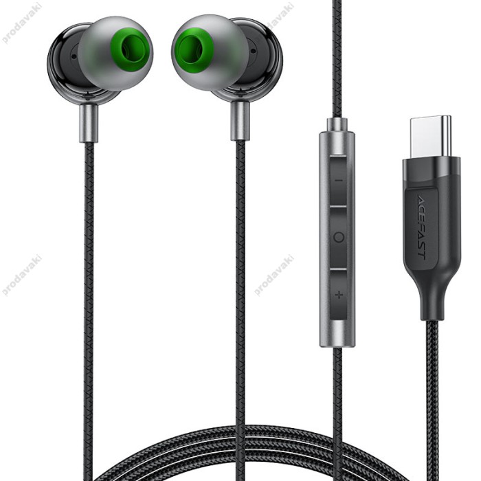 Дротові навушники ACEFAST L5 in-ear wired earphones with mic Type-C Black