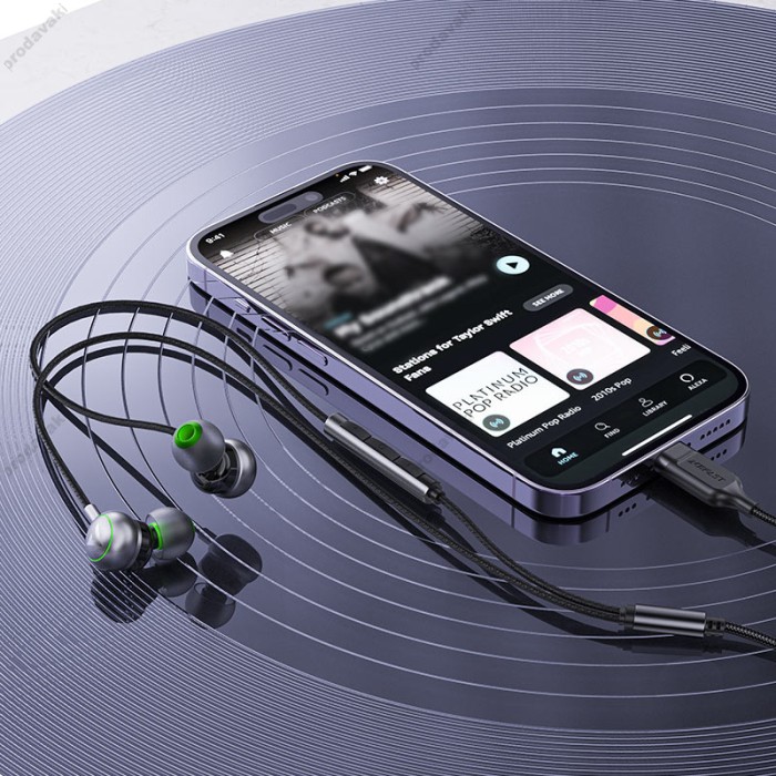 Дротові навушники ACEFAST L5 in-ear wired earphones with mic Type-C Black