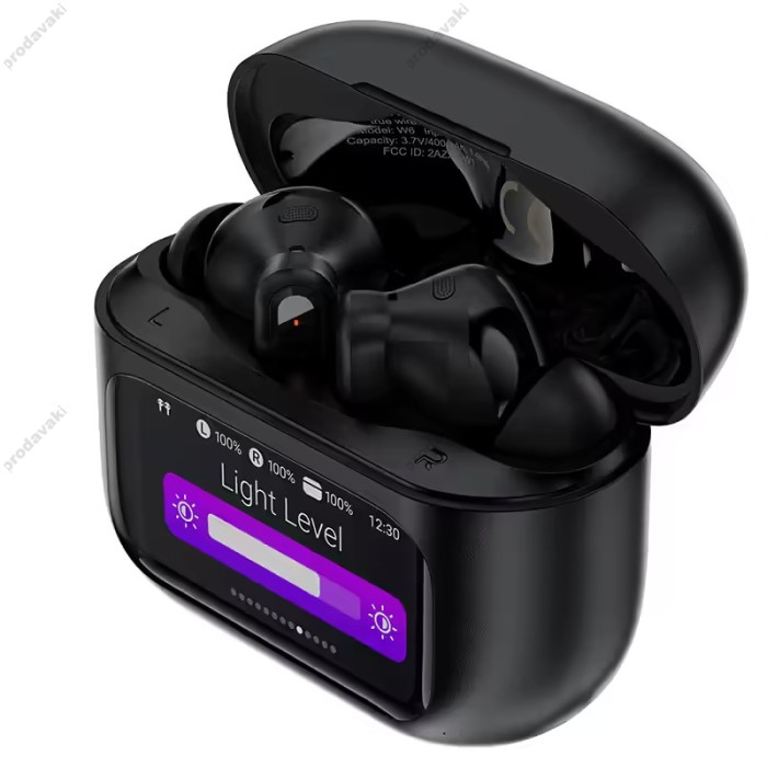 Бездротові Bluetooth навушники ACEFAST W6 smart screen active noise cancelling true wireless earbuds BT 5.4 Black