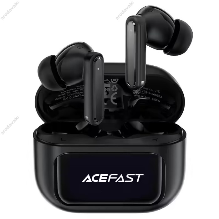 Бездротові Bluetooth навушники ACEFAST W6 smart screen active noise cancelling true wireless earbuds BT 5.4 Black