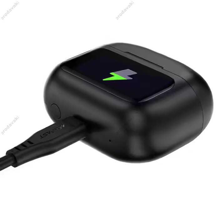 Бездротові Bluetooth навушники ACEFAST W6 smart screen active noise cancelling true wireless earbuds BT 5.4 Black