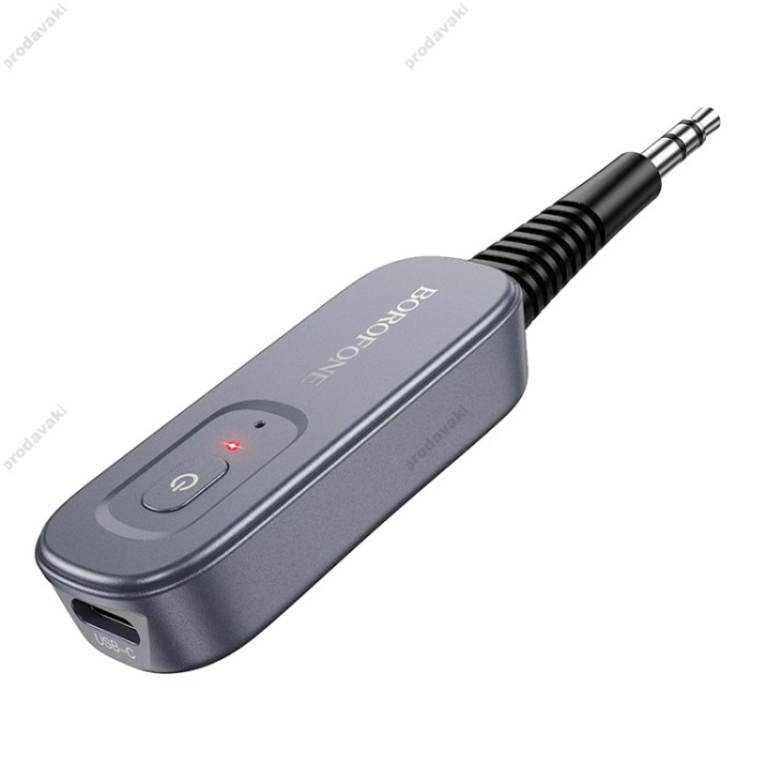 Автомобільний Bluetooth адаптер Borofone BC51 Clear Way AUX BT 5.4 Grey