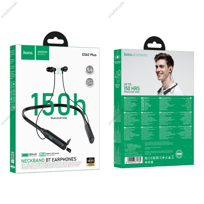 Бездротові Bluetooth навушники Hoco ES62 Plus Neckband Earphones BT 5.4 Black