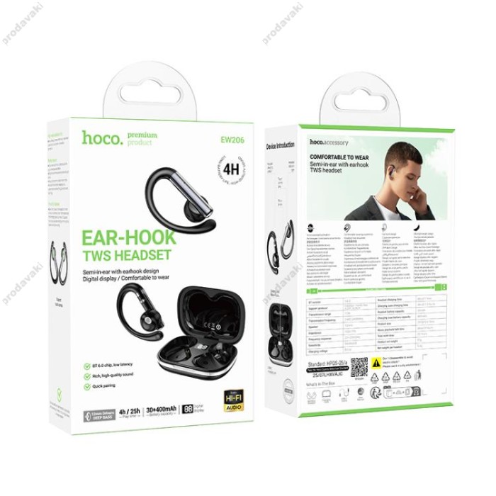 Бездротові Bluetooth навушники Hoco EW206 Mist True BT 6.0 Black