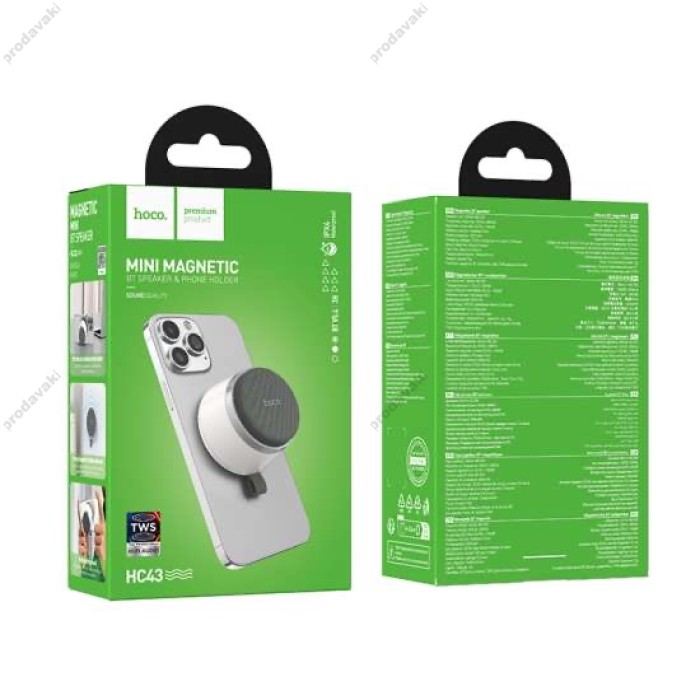 Портативна магнітна колонка Bluetooth HOCO HC43 Surpass BT5.4 IPX4 5W White