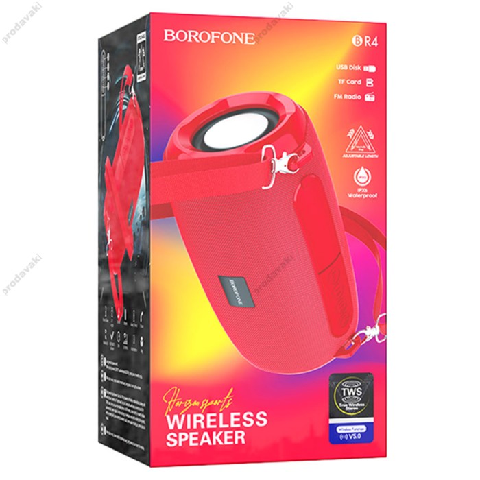 Портативна колонка Bluetooth BOROFONE BR4 Horizon sports 5W red