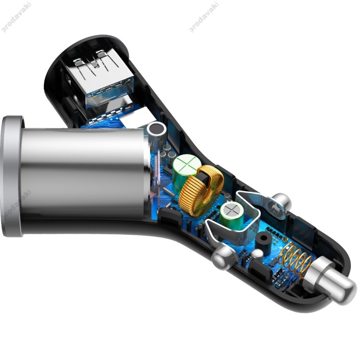 Автомобільний зарядний пристрій розгалужувач BASEUS Y-type Dual USB + Cigarete Lighter Black CCALL-YX01