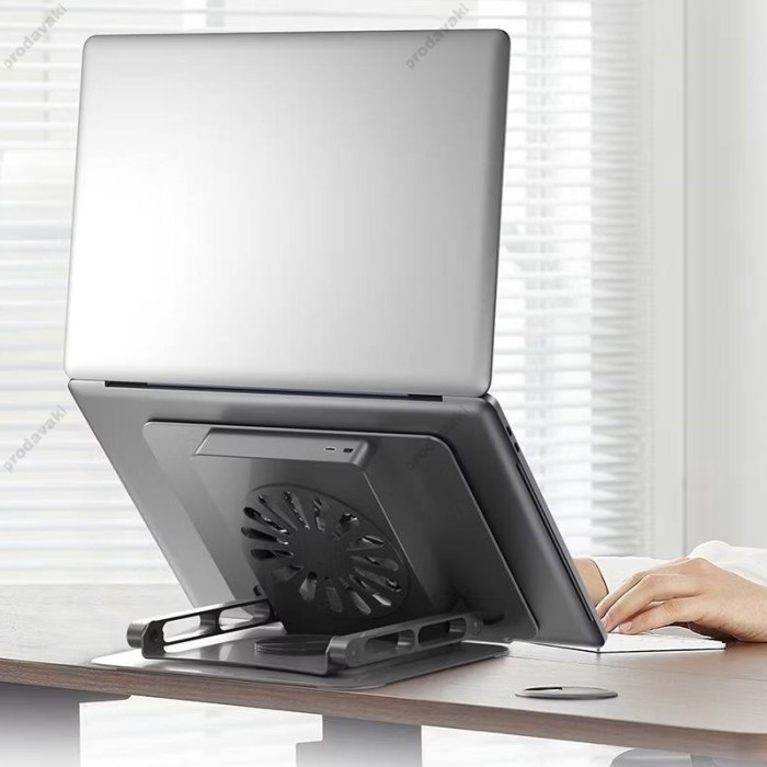 Підставка для ноутбука та MacBook XO C182 Metal Notebook Holder + Lighted Colourful Radiator Grey