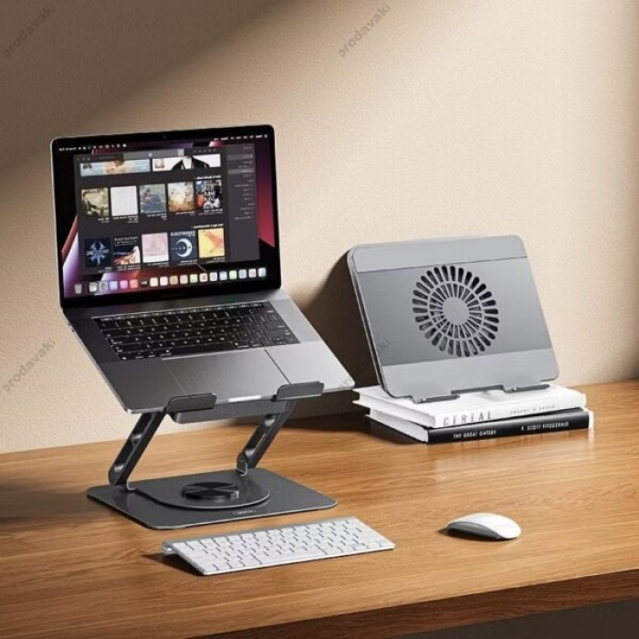 Підставка для ноутбука та MacBook XO C182 Metal Notebook Holder + Lighted Colourful Radiator Grey