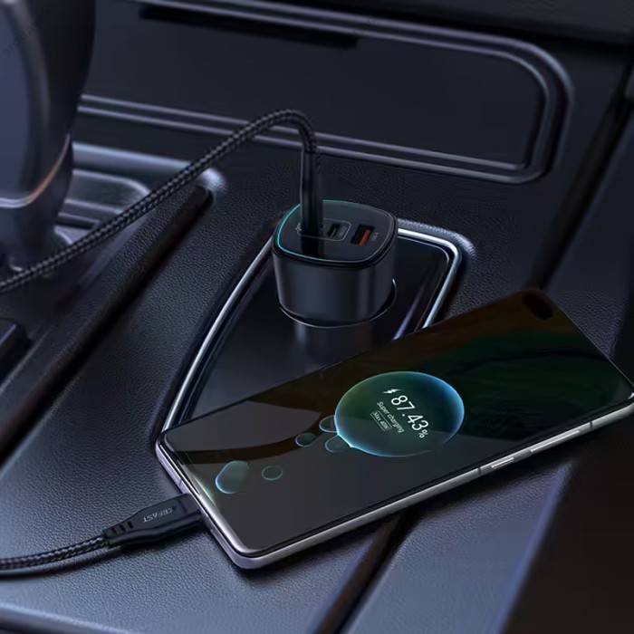 Автомобільний зарядний пристрій ACEFAST B18 (2USB-C+USB-A) fast car charger 3A 200W Black