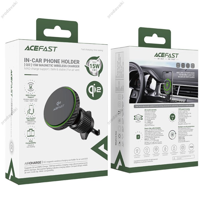 Автомобільний тримач ACEFAST D33 Qi2 magnetic wireless charging car holder for air vent 15W Black