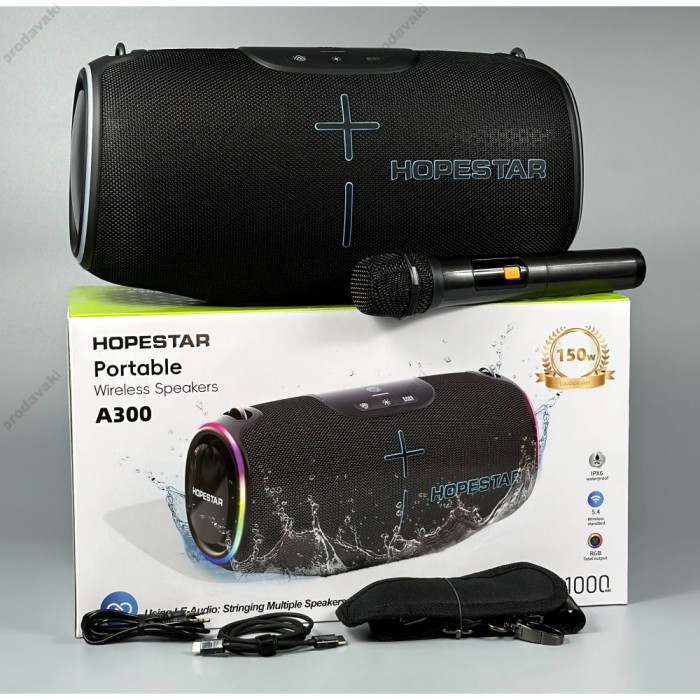 Портативна колонка Bluetooth Hopestar A300 з мікрофоном 150W Black