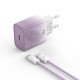 Мережевий зарядний пристрій XO CE18 fast charging charger Type-C cable 30W Purple