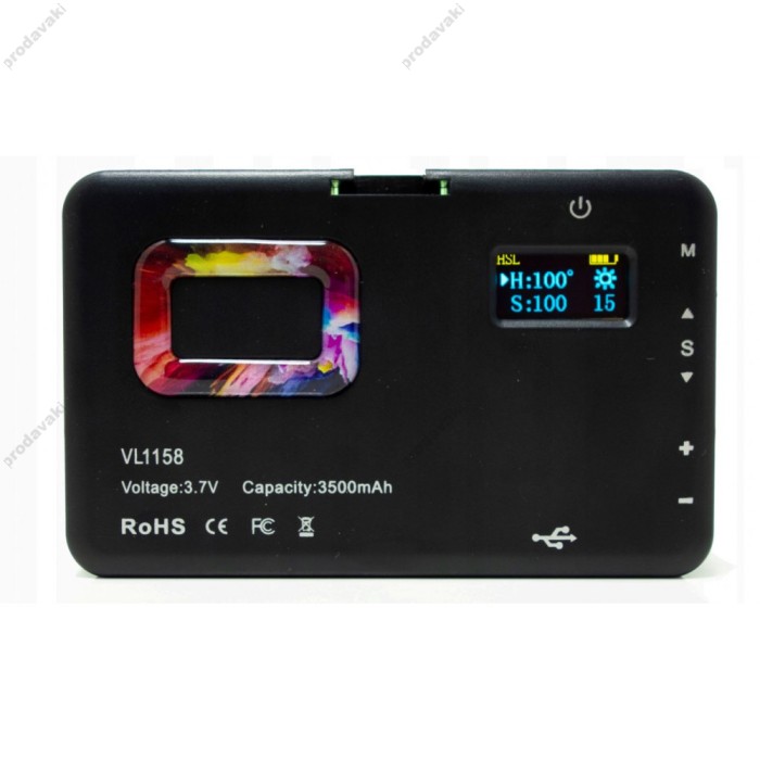 Накамерне відеосвітло LED CH VL-1158 RGB 8W 2700-6500K Black