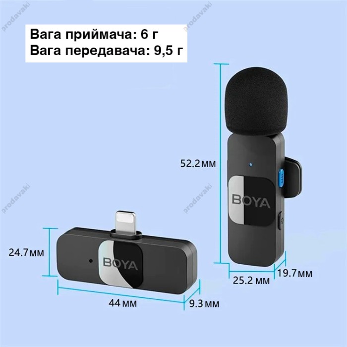 Бездротовий мікрофон BOYA BY-V2 Lightning 2 мікрофона Black