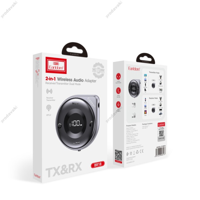 Автомобільний Bluetooth адаптер Earldom ET-BR18 Audio Receiver Grey