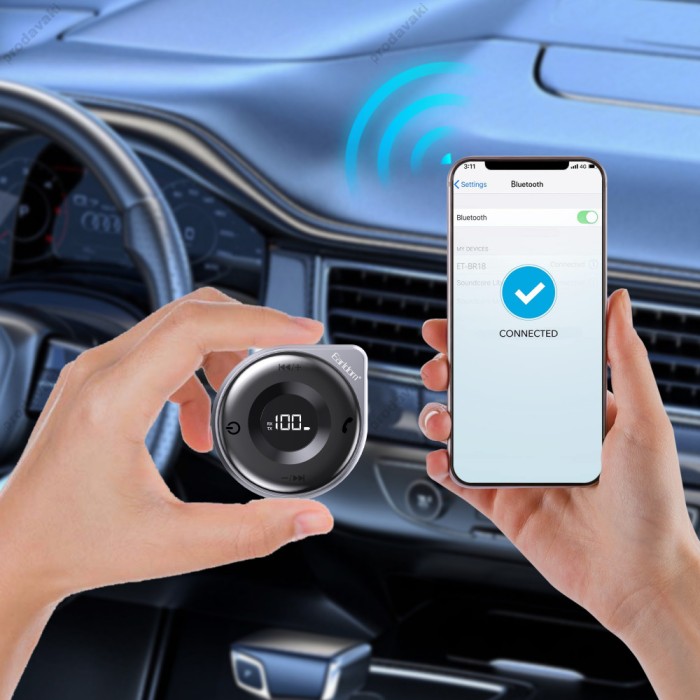 Автомобільний Bluetooth адаптер Earldom ET-BR18 Audio Receiver Grey