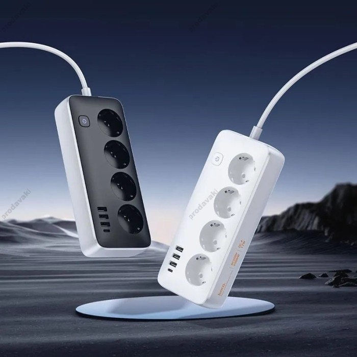 Подовжувач мережевий фільтр Hoco AC21 Sunlight 4-bit desktop socke 17W/3.4A 1.5M White