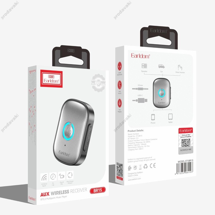 Автомобільний Bluetooth адаптер Earldom ET-BR15 Audio Receiver Grey
