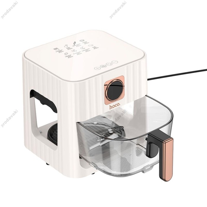 Аерогриль HOCO HE22 borosilicate glass air fryer with touch screen 4.5L 1100W White