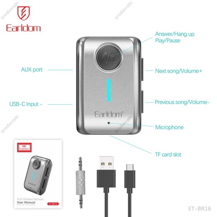Автомобільний Bluetooth адаптер Earldom ET-BR16 Audio Receiver Grey