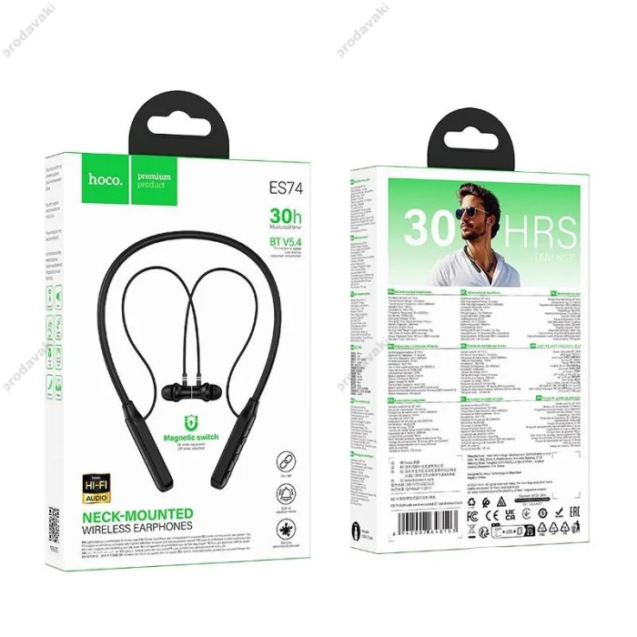 Бездротові Bluetooth навушники Hoco ES74 Wireless Neckband BT 5.4 Black