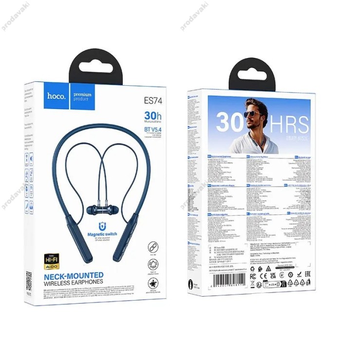 Бездротові Bluetooth навушники Hoco ES74 Wireless Neckband BT 5.4 Blue