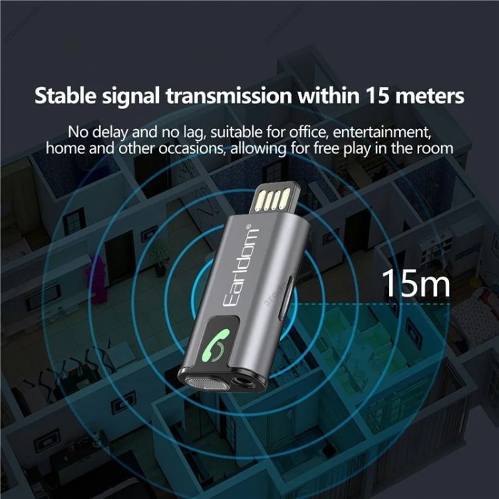 Автомобільний Bluetooth адаптер Earldom ET-BR12 BT5.3/USB/3,5mm/TF Card Black
