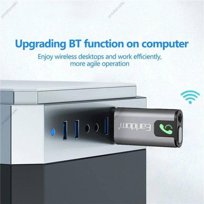 Автомобільний Bluetooth адаптер Earldom ET-BR12 BT5.3/USB/3,5mm/TF Card Black
