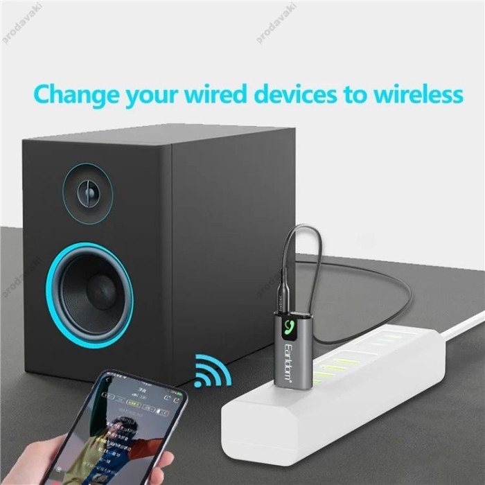 Автомобільний Bluetooth адаптер Earldom ET-BR12 BT5.3/USB/3,5mm/TF Card Black