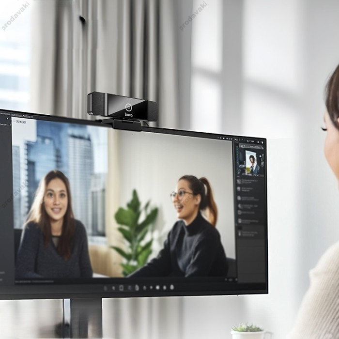 Веб-камера HOCO D100 Full HD 1080P Webcam With Dual Microphones Black