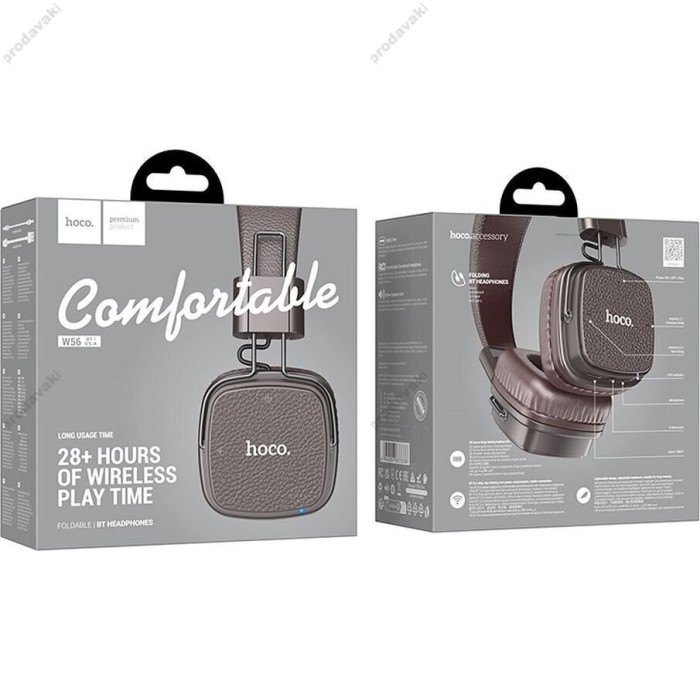 Бездротові Bluetooth навушники Hoco W56 Wireless On Ear Headphones BT 5.4 Brown