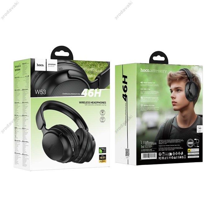 Бездротові Bluetooth навушники Hoco W53 Wired Over Ear Headphones Black