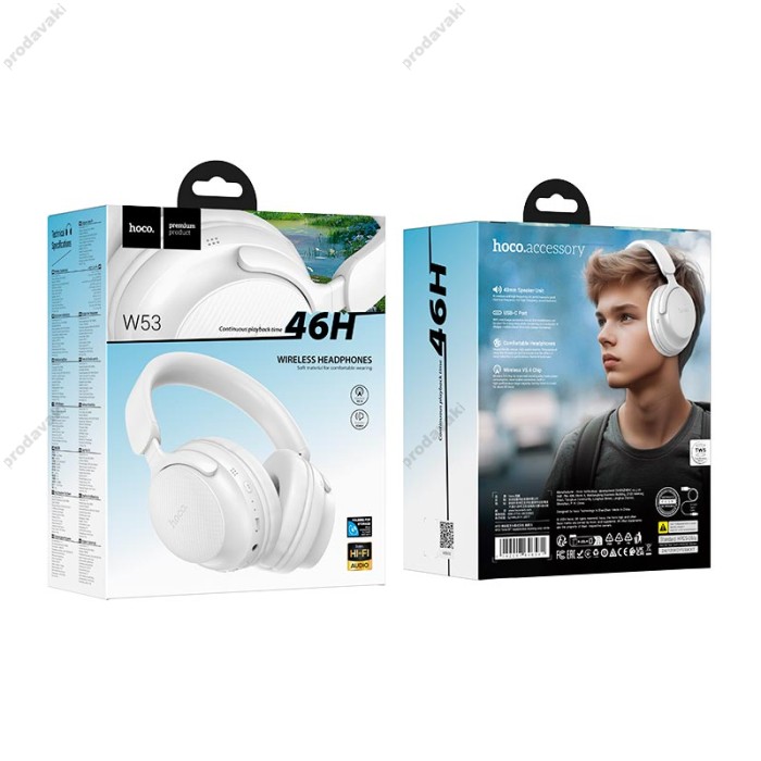 Бездротові Bluetooth навушники Hoco W53 Wired Over Ear Headphones White