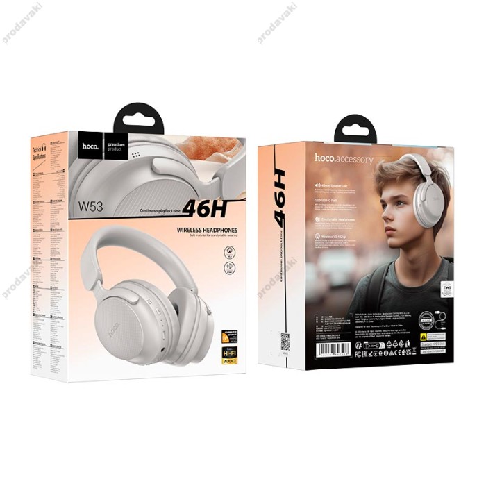 Бездротові Bluetooth навушники Hoco W53 Wired Over Ear Headphones Grey
