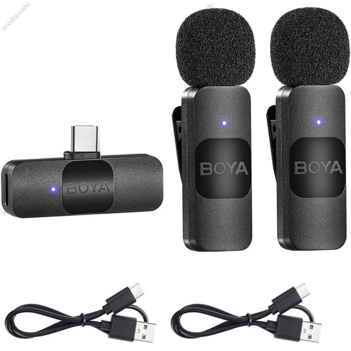 Бездротовий мікрофон BOYA BY-V20 Type-C 2 мікрофона Black